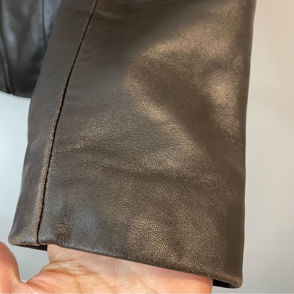 Avanti Genuine Leather Jacket Womens M Dark Brown Full Zip Fitted Design Biker - Picture 10 of 13